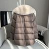 High End Faux Fox Fur Detachable Large Lapel Fur Down Jacket for Women Winter Medium Long Loose White Goose Coats