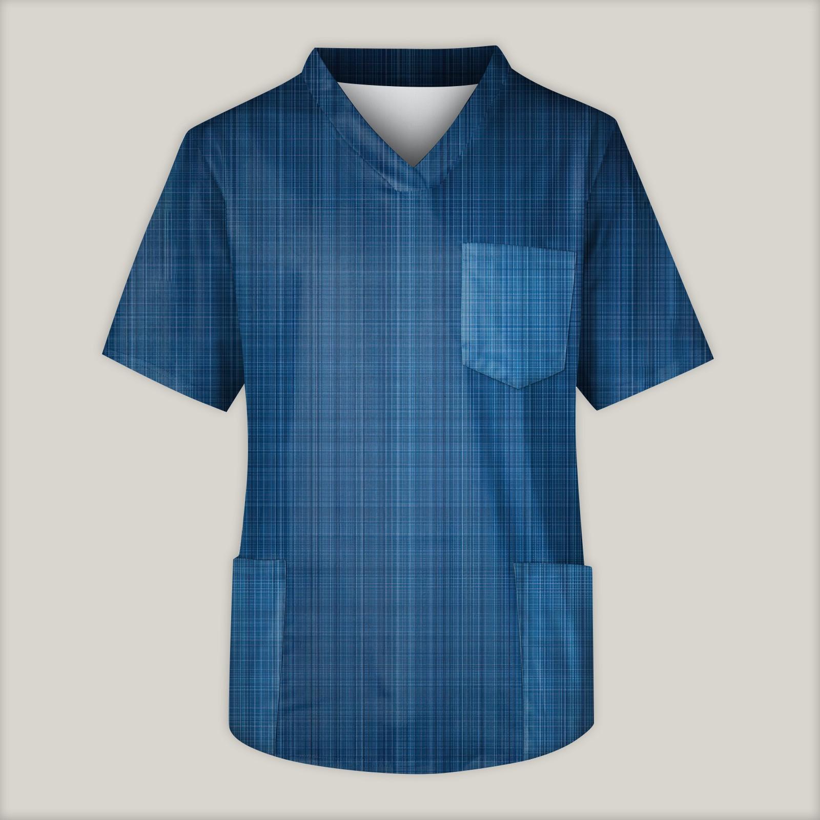 

Мужская рабочая блузка с короткими рукавами и v-образным вырезом с принтом, топ с нагрудным карманом XXXXXL синий