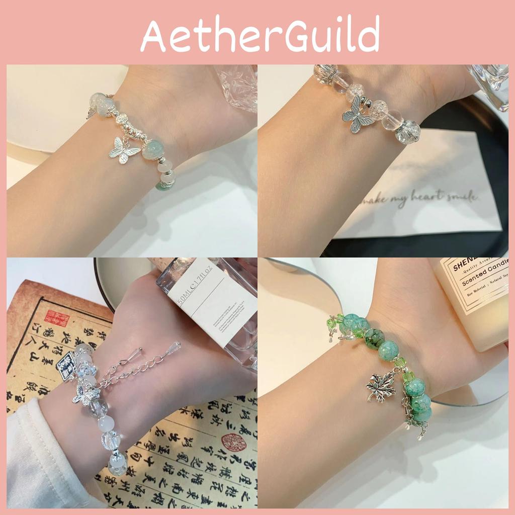 Elegant Blue Gradient Gemstone Butterfly Bracelet For Women Luxurious Summer Jewelry