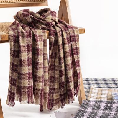 Women'S Checkerboard Patterned Scarf, Fashionable Commuting Imitation Cashmere Scarf, Simple Business Scarf, Warm And Cold Resistant Shawl