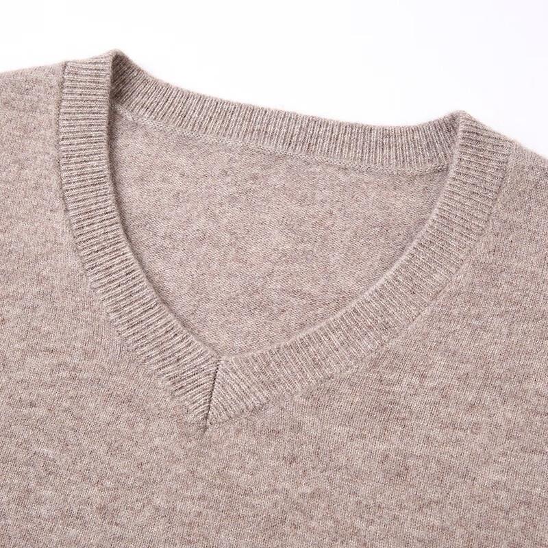 Hengyuanxiang Men's 100% Pure Wool V-Neck Pullover Sweater
