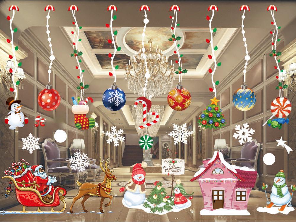 Christmas Decoration Supplies Window Stickers Santa Elk Wall Sticker for Christmas Home Door Window Display Decor Xmas New Year Decoration