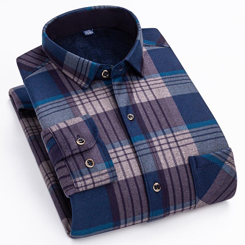 

2023 Мужская рубашка из бархатного флиса размера плюс: Двусторонний, теплый, большого размера, идеально подходит для людей среднего и пожилого возраста 8XL