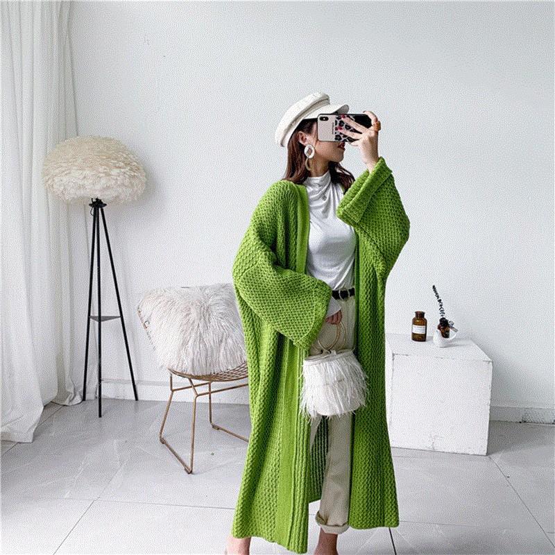 

Women s Burgundy Longline Loose Knit Cardigan Oversized Lantern Sleeve Warm Casual OneSize зелений