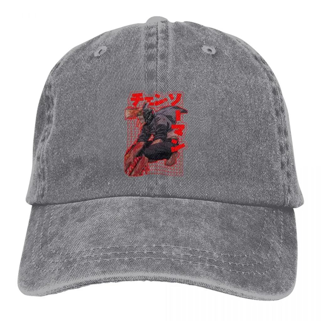 Washed Men's Baseball Cap Denji Red Trucker Snapback Cowboy Caps Dad Hat Chainsaw Man Anime Golf Hats