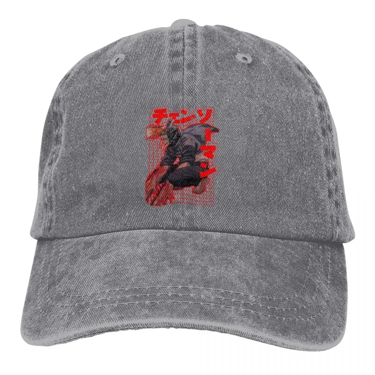 

Стираная мужская бейсболка Denji Red Trucker Snapback Ковбойские кепки Dad Hat Chainsaw Man Anime Golf Hats Adjustable