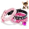 Verstellbares Haustier Hund Kristall Strass Glöckchen Halsband Weiches Kunstleder Halsband