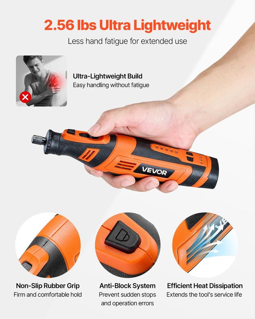 136-Piece Cordless Rotary Tool Kit, DC8V Portable Mini Power Rotary Tool, 5 Speeds 5000-30000RPM Multi-Purpose DIY Tools for Engraving, Sanding,