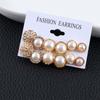 For Women Hollow Flower Simulated Pearl 6 Pair/Lot Stud Earrings Jewelry Accessories Earring Sets