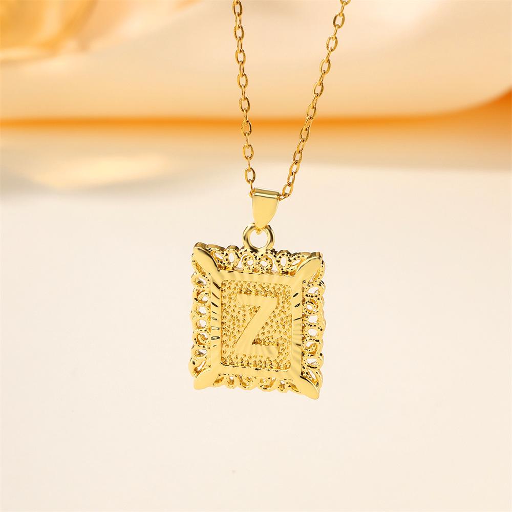 26-Letter Stainless Steel Necklace with Copper Pendant - European & American Fashion for Men