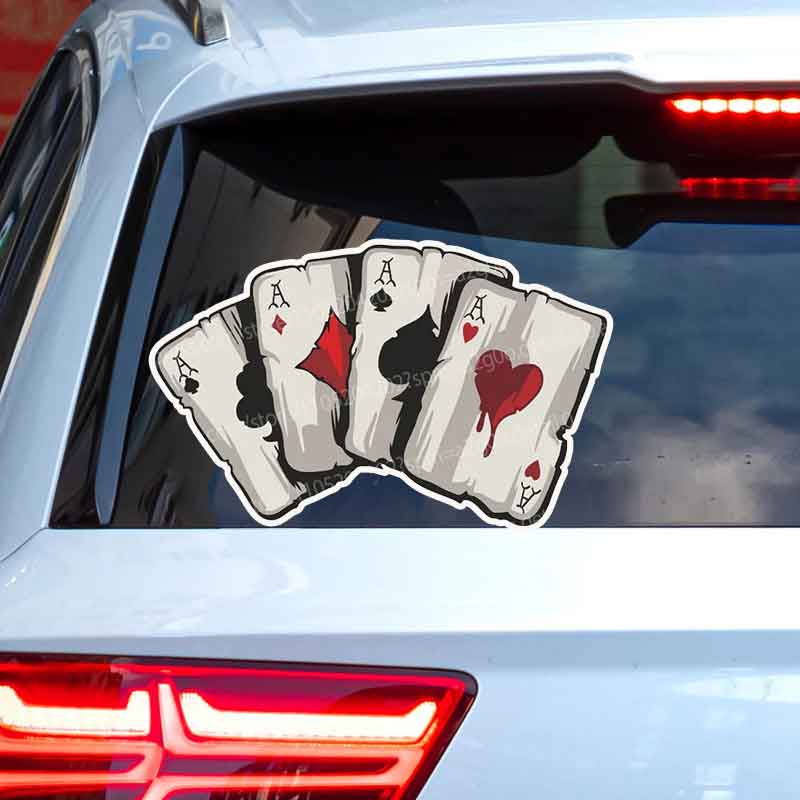 Playing Cards Vinyl Decals Waterproof Car Stickers for Windows Motorcycle Campervan Bumper Truck & Laptop Decoration HE03