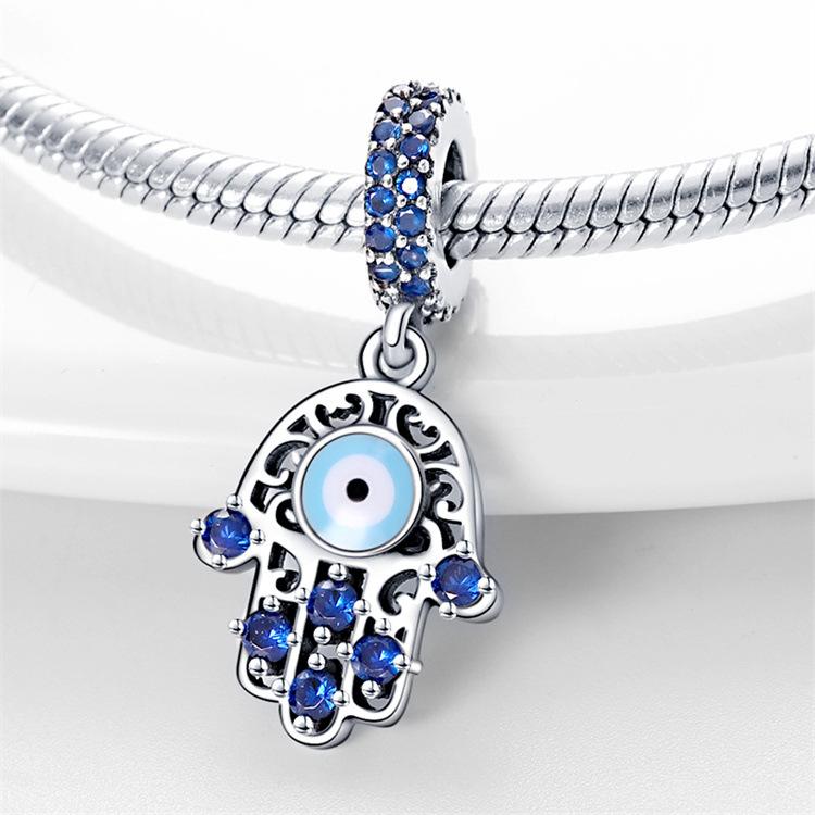 S925 Silber Böser Blick Blaue Saphir Glasperlen Tima Dekorative Stränge für die Schmuckherstellung