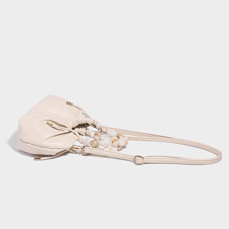 Women's 2025 Spring/Summer Pleated Chain Bucket Crossbody Bag