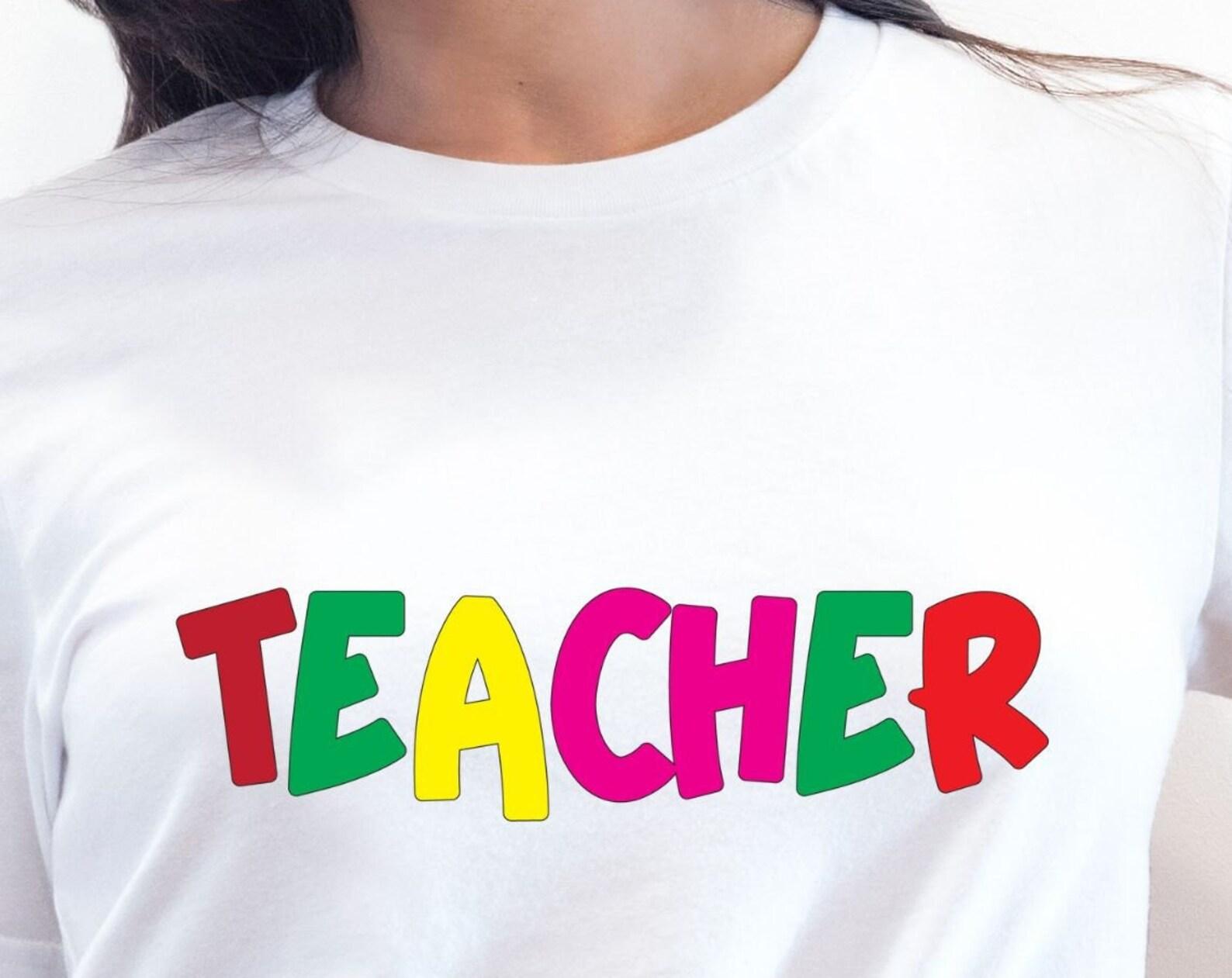 Teacher, teachers tshirt, teachers shirt, colorful tee, gift for teacher, fun teachers tshirt S