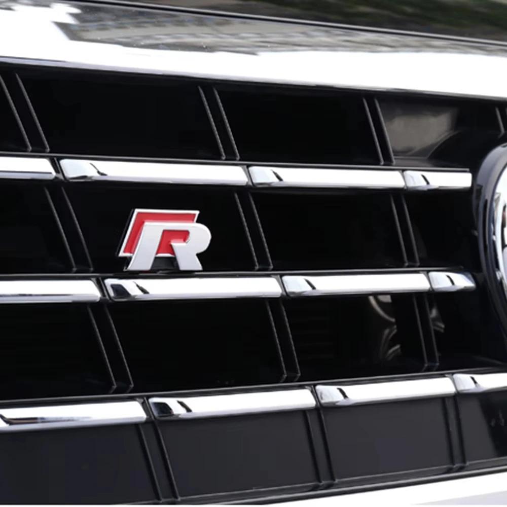Car Styling Front Grille Badge Decoration Rline Metal Emblem For Volkswagen VW Golf 4 5 6 7 8 Passat T5 B5 B6 B8 MK6 MK7 Tiguan Zf2