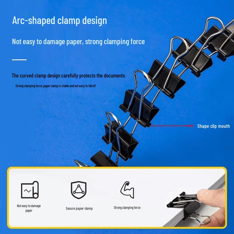 Deli 8563-3 Black 32mm Metal Binder Clips