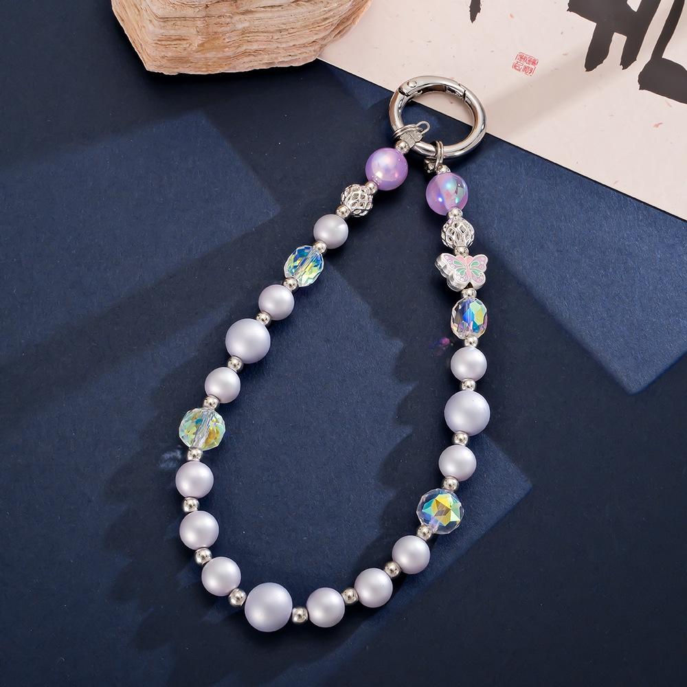 

1Pcs Dopamine Butterfly Mobile Hanger Chain Handmade Beaded Keychain Hanging Decorative Item