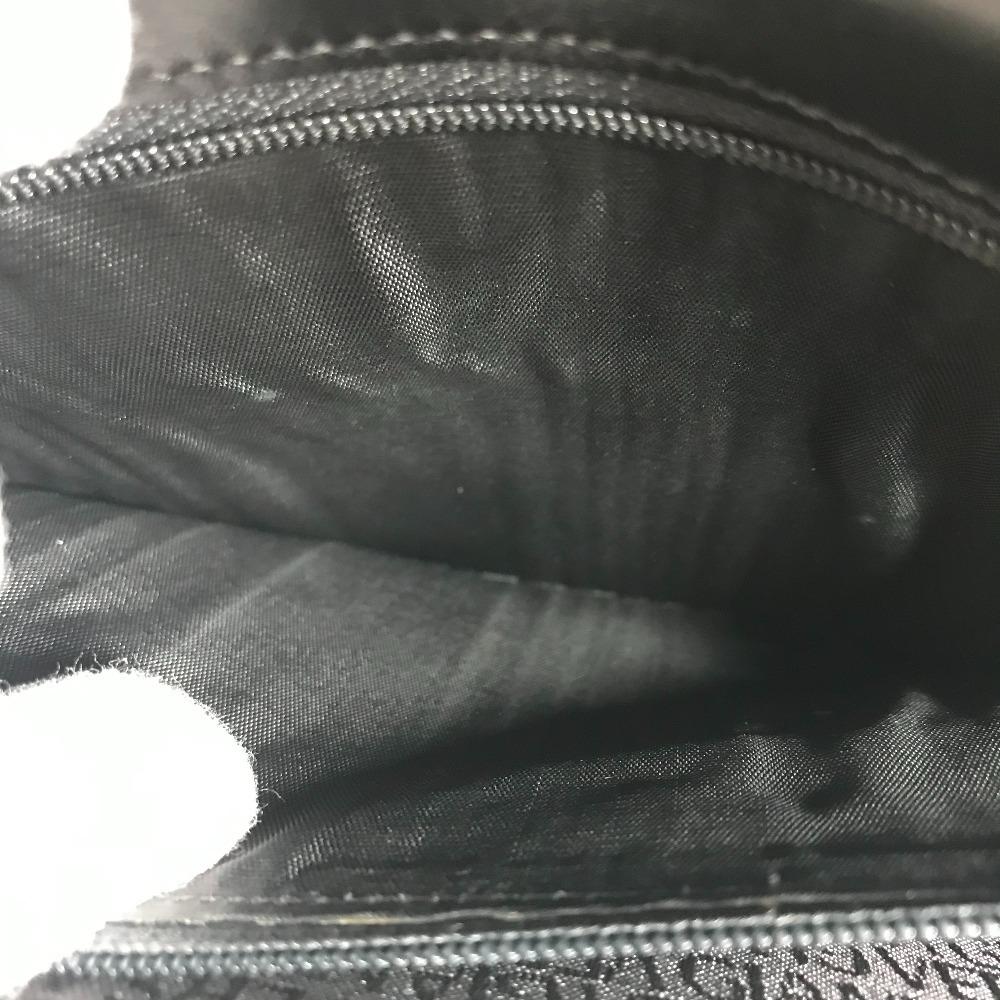 VERSACE with Strap logo Bag Pouch Flap Clutch Bag Leather Black