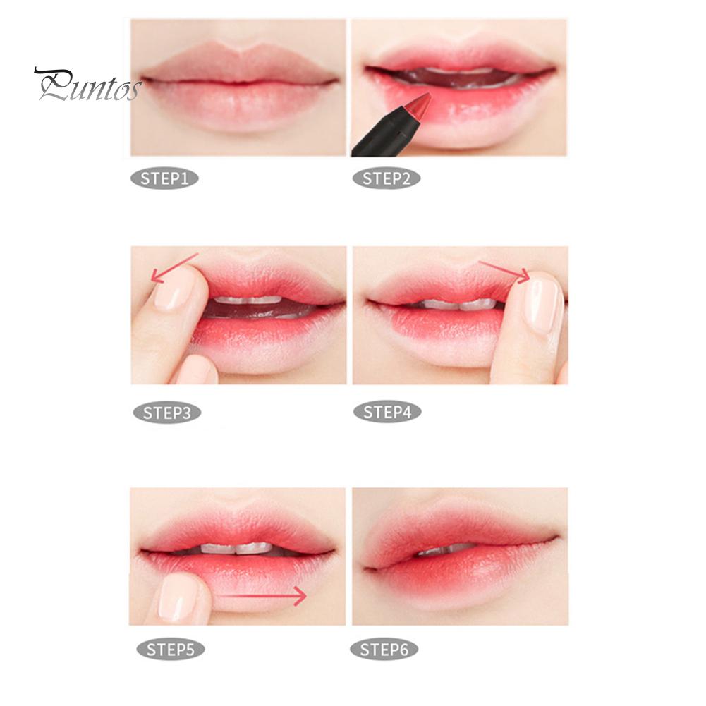 Puntos Waterproof Long Lasting 12 Colors Lipstick Pencil Silky Matte Lip Liner Cosmetic