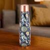 Artistic Copper Bottle & Glass Gift Set with Blue Mandala Print – 900ml Bottle + 2 x 250ml Glasses | Handcrafted Heavy-Gauge Pure Copper Wellness Gift