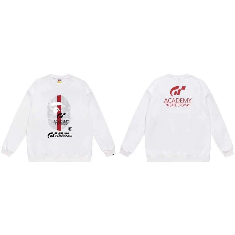 BAPE-Style Heavyweight Cotton Crewneck Sweatshirt Mens Oversized Streetwear Pullover Fall