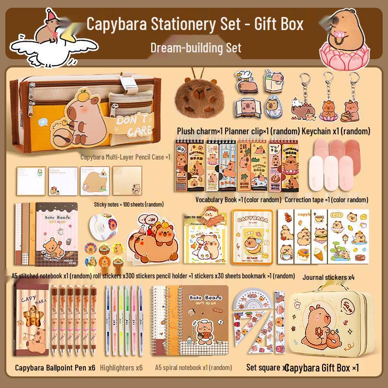 

Набор канцелярских принадлежностей на День защиты детей с капибарой - Набор креативных учебных принадлежностей