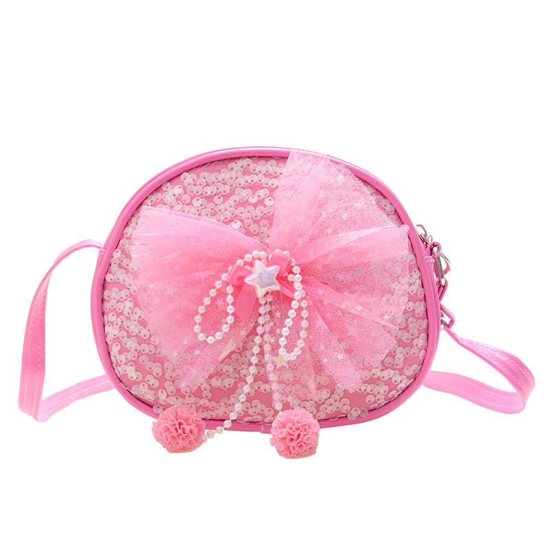 Adorable Ins Children's Bag Fashionable Cute Bow Sequin Little Round Bag For Kids
