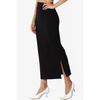 Women’s High Waist Bodycon Split Hem Midi Skirt Solid Straight Fit Soft Fabric Long Skirt for Daily and Office Wear