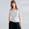 Noble acetic acid linen polo shirt women's summer lapel top commuter slim fit design Lyocell short-sleeved T-shirt