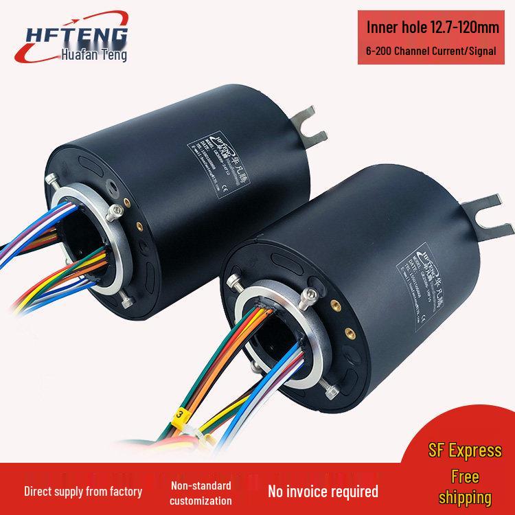 6-12 Circuit High-Speed Conductive Slip Ring, 360-Degree Rotary, 10A, Through-Bore Design