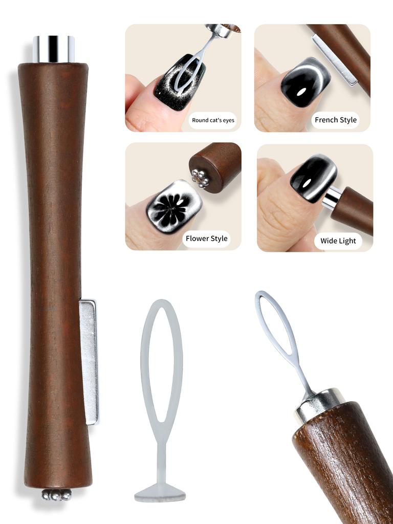 2pcs 3In1 Strong Multifunctional Nail Art Magnetic Stick With Y-Shaped Iron For Cat Eye Nail Polish Heart Effect Nail Art Tools