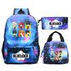 3 Piece School Backpack Set for Students Large Capacity Oxford Cloth Schoolbag with Shoulder Strap and Pencil Case