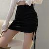 Fashion High Waist Drawstring Sexy Short Skirt Women Solid Slim Fit Casual Hip Wrap Skirt Loose A Line Elegant Vintage Office Ladies Skirts 25660