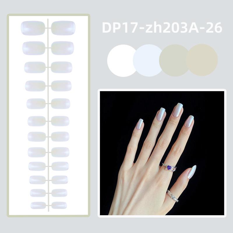 24pcs/set Pearl Glitter Fake Nail Strips Nail Stickers DIY Finished Wearable Manicure