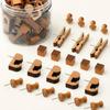 50 Pieces Wood Pushpin and Clip Set MultiStyle Cork Board Pin Assortment Reusable Assorted Wooden