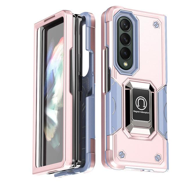 For Samsung Galaxy Z Fold 4 5g Case Luxury Armor Soft Shockproof Car Holder Magnetic Ring Phone Case For Galaxy Zfold4 Z Fold 4