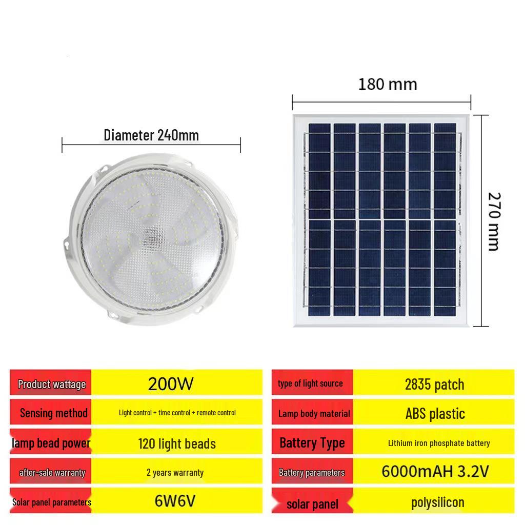 Solar Induction Ceiling Pendant Light for Living Room/Outdoor with Remote Control