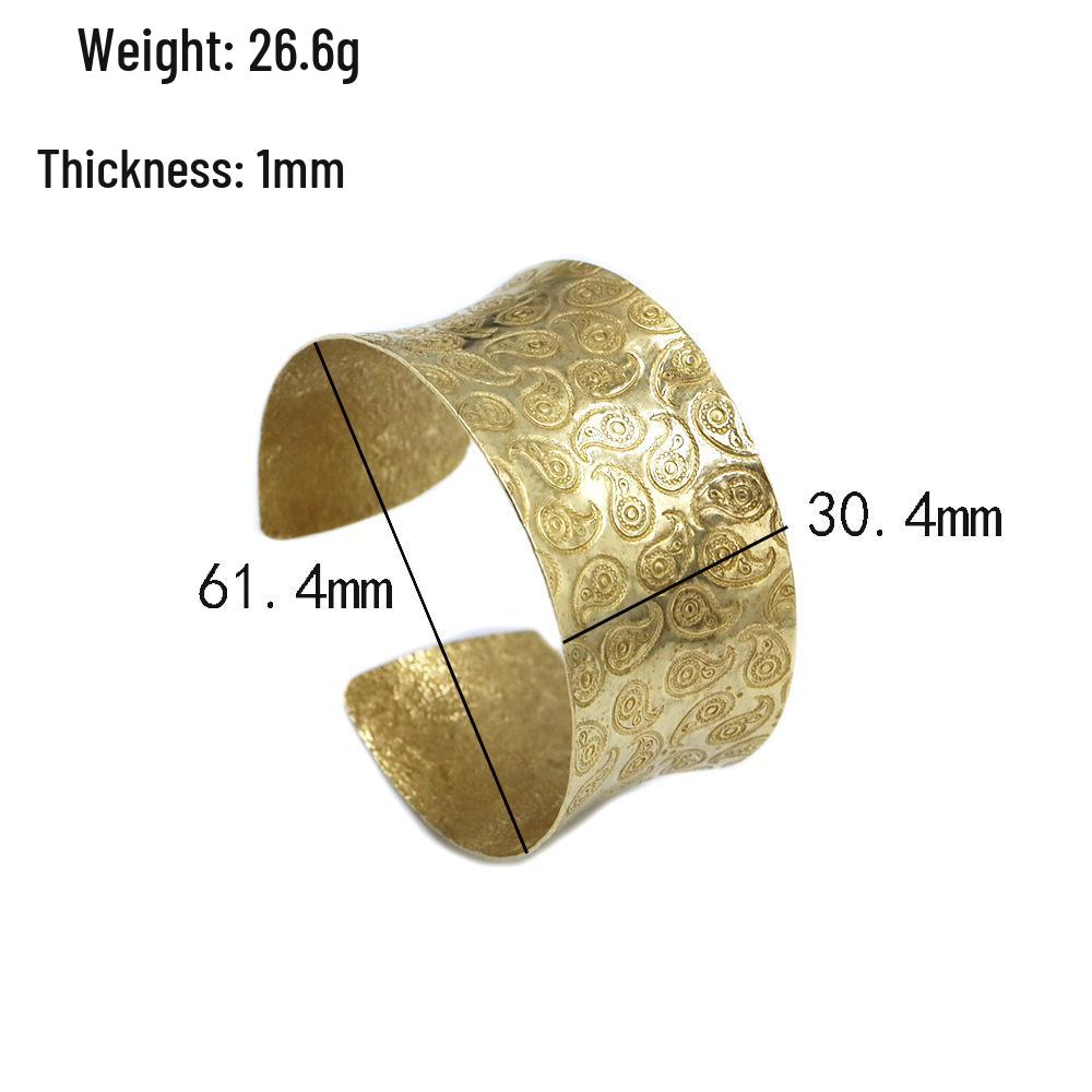 Ins Style Metal Embossed Heart Wide Bracelet