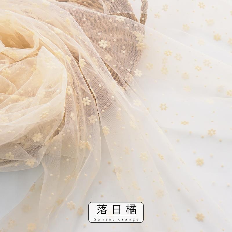 150x100cm/200cm Snowflake Flocked Mesh Fabric For Dresses,Women's Clothing Decoration, Window Screens Handmade DIY Fabric TJ5103