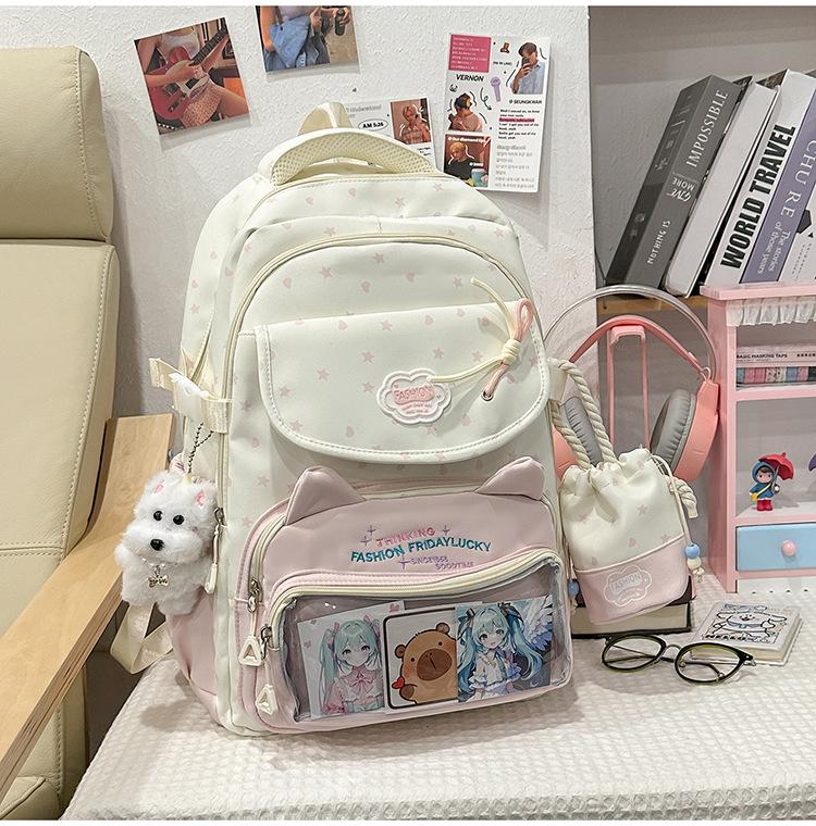 Schoolbag Japanese Ins Cute College Style Make-up Bag Female High-value Primary and Secondary School Students Grades 1-1 Two-piece Backpack