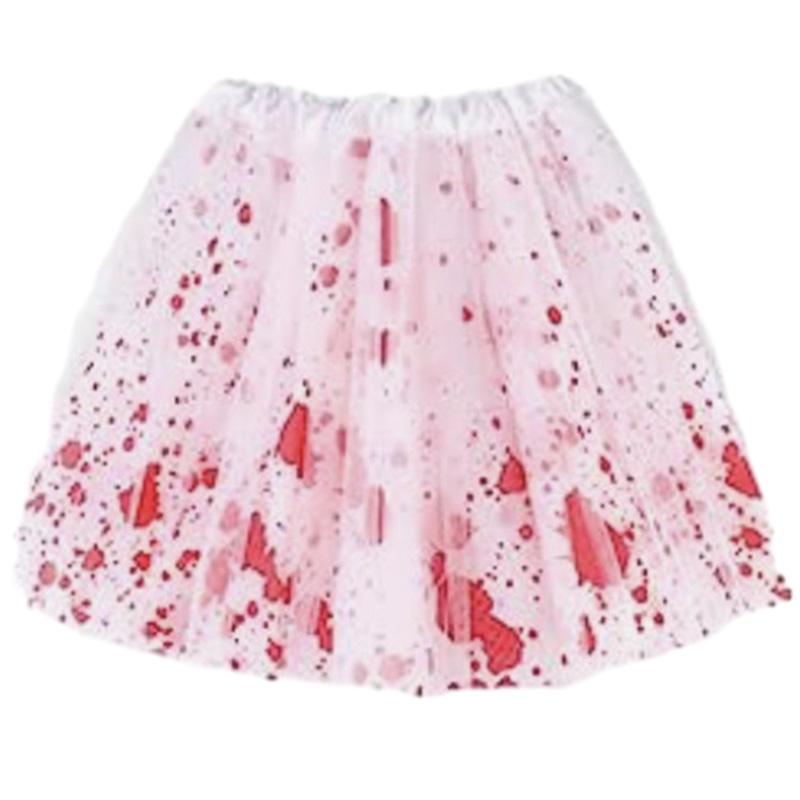 Polyester Halloween Blood Stain Half Skirt With Mesh And Tutu Features