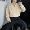 INCERUN Camisas Casuales Holgadas de Manga Larga con Cuello en V para Hombre de Talla Grande con Cruce Delantero