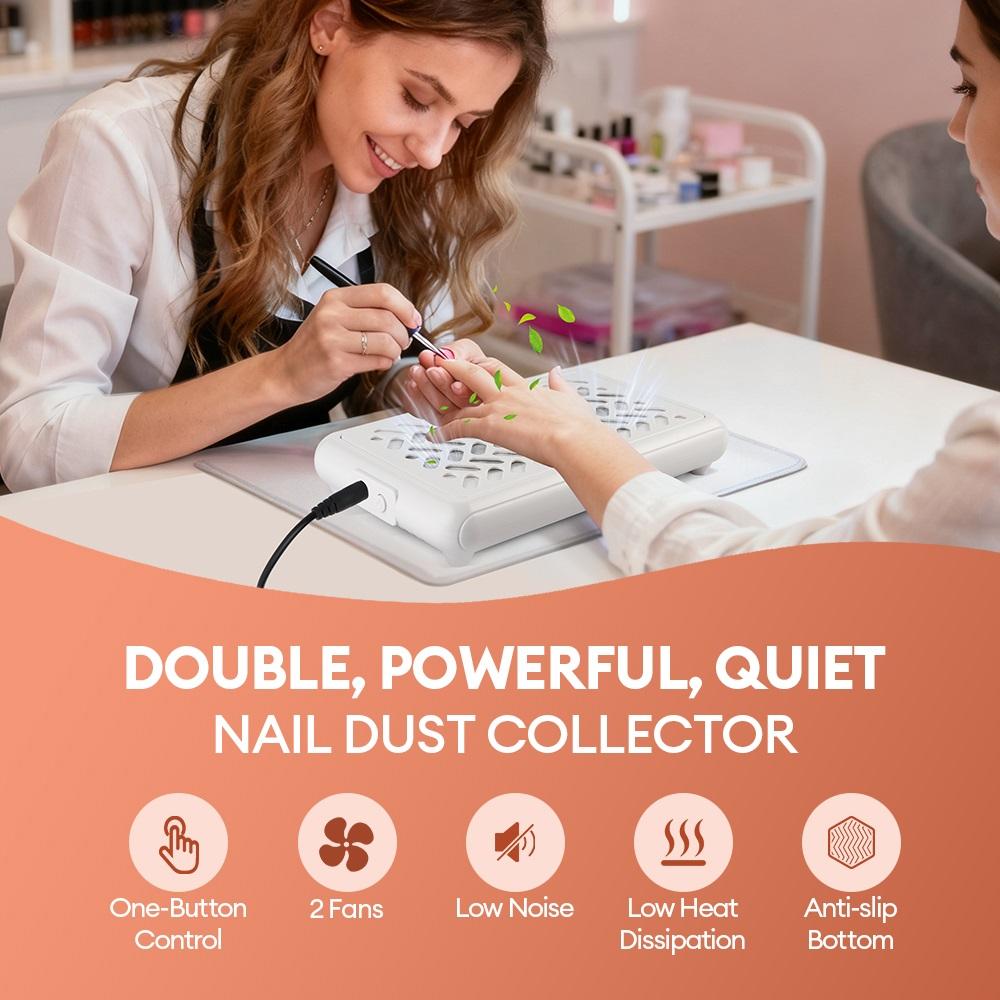 4000RPM Dual Fans Nail Dust Extractor Powerful Twin Turbo Vacuum Nail Dust Collector Low Noise Vacuum Cleaner Fan With Filter