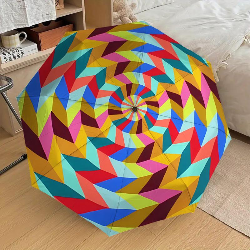 1pc Colorful Spiral Automatic Folding Umbrella - Portable Collapsible Design, 8-Rib Iron Frame, Playful Design yy251215223