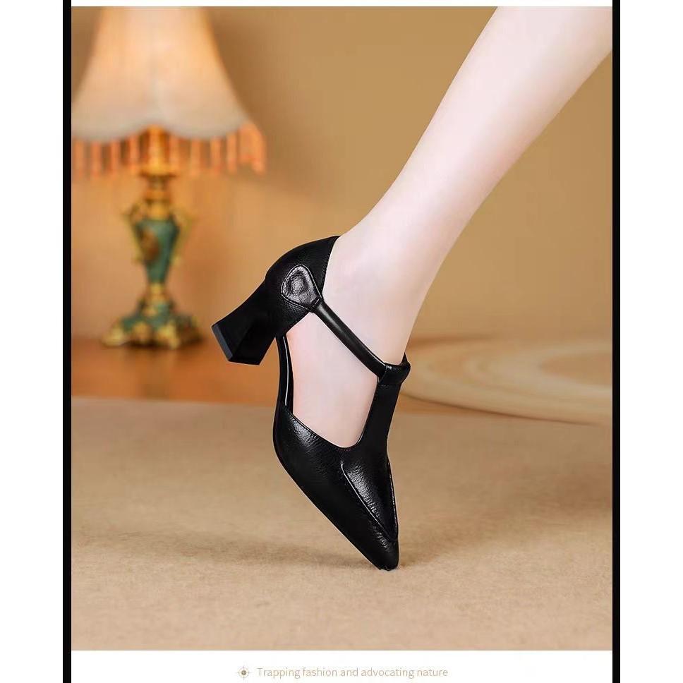 Baotou sandals children's summer 2025 new pointed stiletto one-word Velcro with leather sewing line high heels