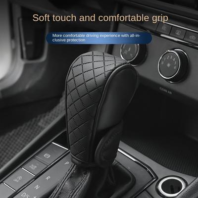 Universal PU Leather Non-Slip Car Gear Shift Knob Cover, Black Auto Parts Protective Driving Control Cover