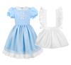 ReliBeauty Halloween Princess Light with White Apron and Size for Girls Costume, Dress, Maid/Lolita Style, Blue, Headband, 130,