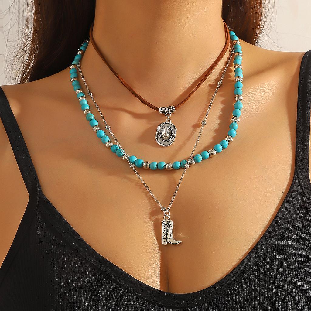 Necklace Ethnic Style Bullhead Cross Denim Maillard Stacked Wear Select Vintage Necklace