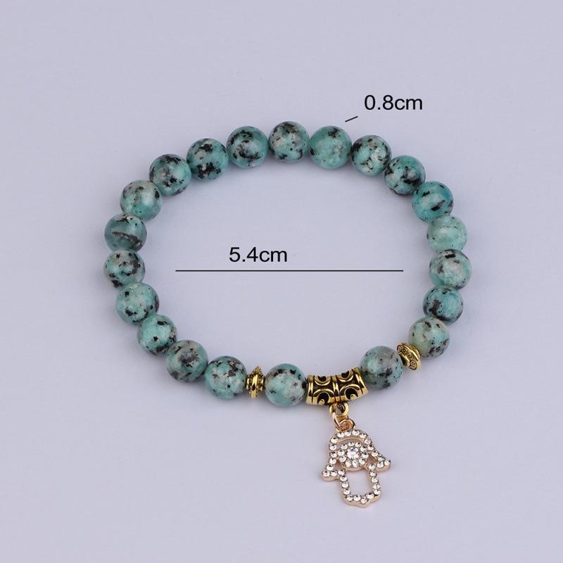 European & American Hot Selling Sesame Stone Mala Beads Bracelet with Personalized Palm Pendant