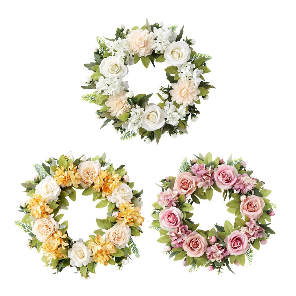 Practical Handmade Silk Rose Wreath with Leaf Portable Accessory for Weddings and Home Decoration Florals Garlands